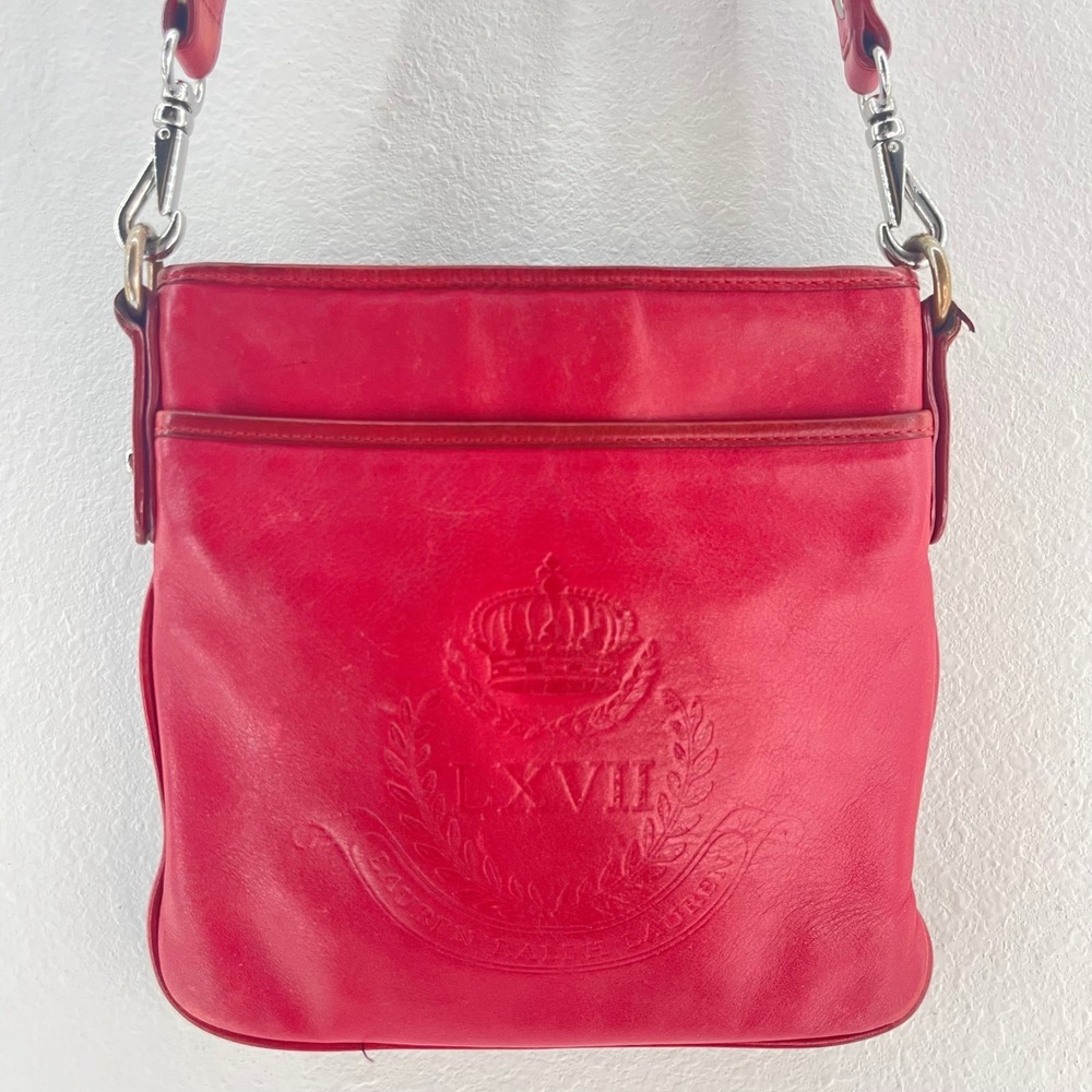 Ralph Lauren Leather Crossbody Red Crest‎ Logo LXVII Heritage Equestrian Purse - Picture 3 of 14